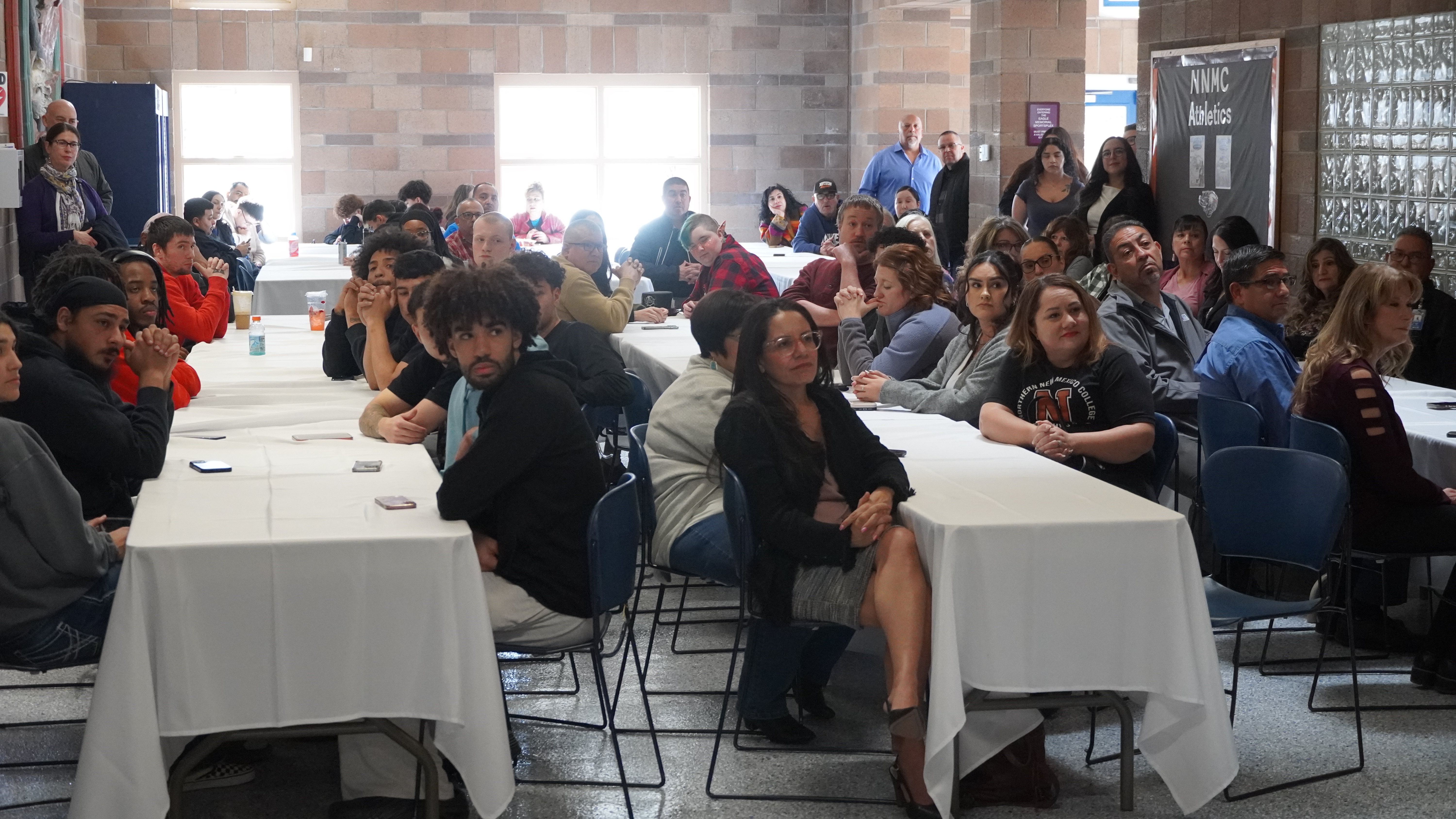 Northern students, student-athletes, faculty, staff, Board of Regents members, administrators, facilities team members, and community supporters gathered to celebrate the ribbon-cutting of Northern New Mexico College’s newly renovated Gym and the Fit Lab.
